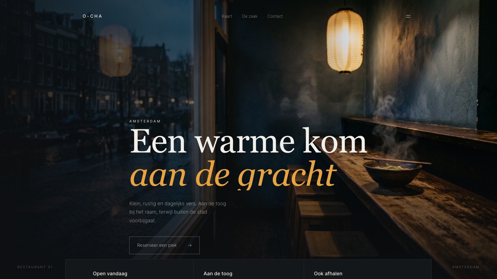 Website die MHKracht schreef voor restaurant O-Cha in Amsterdam
